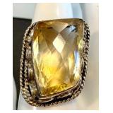 Citrine Sterling Silver Ring Size 8.75
