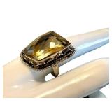 Citrine Sterling Silver Ring Size 8.75