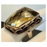 Citrine Sterling Silver Ring Size 8.75