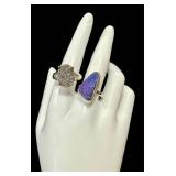 Sterling Silver Druzy Ring Duo Size 8 & 8.75 (Lot of 2)