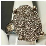 Sterling Silver Druzy Ring Duo Size 8 & 8.75 (Lot of 2)