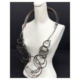 Modernist Statement Necklace Handcrafted Wire Circle Design