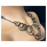 Modernist Statement Necklace Handcrafted Wire Circle Design