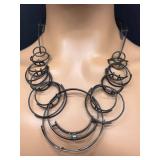 Modernist Statement Necklace Handcrafted Wire Circle Design