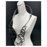 Modernist Statement Necklace Handcrafted Wire Circle Design