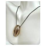 Sterling & 18K Mesh Pendant Necklace