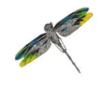 Vintage Sterling Silver Enamel Dragonfly Brooch Pin
