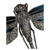 Vintage Sterling Silver Enamel Dragonfly Brooch Pin