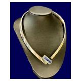 Vintage Mexican Sterling Silver Collar Necklace Sodalite Clasp