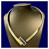 Vintage Mexican Sterling Silver Collar Necklace Sodalite Clasp