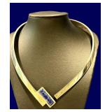 Vintage Mexican Sterling Silver Collar Necklace Sodalite Clasp