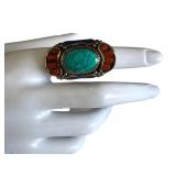 Bohemian Tibetan Sterling Ring Turquoise Coral Lapis Size 7