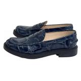 Tod's Navy Crocodile Embossed Penny Loafers Size 7.5 Like New