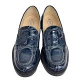 Tod's Navy Crocodile Embossed Penny Loafers Size 7.5 Like New