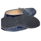 Tod's Navy Crocodile Embossed Penny Loafers Size 7.5 Like New