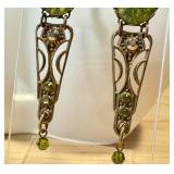Vintage Green Glass Dangle Earrings
