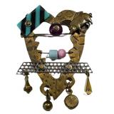 Vintage Thomas Mann Techno Romantic Memphis Brooch