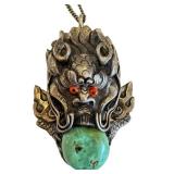 Vintage Tibetan Silver Necklace Turquoise Pendant