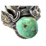 Vintage Tibetan Silver Necklace Turquoise Pendant