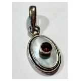 Sterling Silver Pendant Red Stone