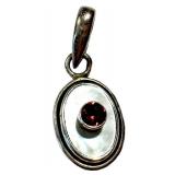 Sterling Silver Pendant Red Stone