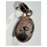 Sterling Silver Pendant Red Stone
