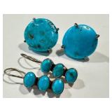 Vintage Turquoise Earrings Sterling 925 (Lot of 2 Pairs)