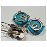 Vintage Turquoise Earrings Sterling 925 (Lot of 2 Pairs)