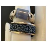 Vintage Sterling Tipit Ring & Sterling Bead Ring With Assorted Beads