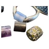 Vintage Sterling Tipit Ring & Sterling Bead Ring With Assorted Beads