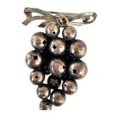 Vintage John L Denmark 830 Sterling Silver Grape Brooch