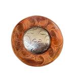 Signed Moon Artisan Circular Brooch Pendant 1.75 in