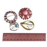 Vintage Rhinestone Brooch Trio Sterling & Austria