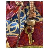 Vintage Fossil Artisan Boho Patchwork Tote Hobo Bag