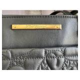 Betsey Johnson Quilted Heart Tote Bag Black Gold Hardware