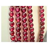Almandine Garnet Multi Strand Necklace Carnelian Agate Pendant 21 in
