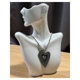 Pearl Beaded Necklace Metal Artisan Crafted Heart Pendant