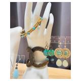 Mixed Jewelry Lot Turquoise, Gold Tone & Beaded Statement Pieces
