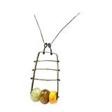 Pendant Necklace Beaded Metal 3' Pendant