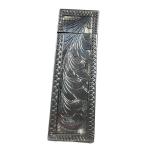 Vintage Sterling Silver Lipstick Holder Cabochon Floral Engraved