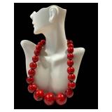Coral Bead Necklace Graduated Red Beads
