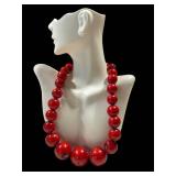 Coral Bead Necklace Graduated Red Beads