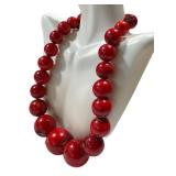 Coral Bead Necklace Graduated Red Beads