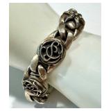 Vintage Sterling Silver Floral Link Bracelet .925