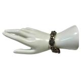 Vintage Sterling Silver Floral Link Bracelet .925