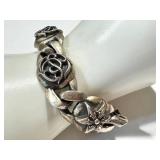 Vintage Sterling Silver Floral Link Bracelet .925