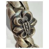 Vintage Sterling Silver Floral Link Bracelet .925