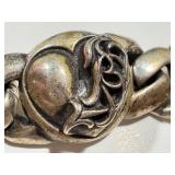 Vintage Sterling Silver Floral Link Bracelet .925