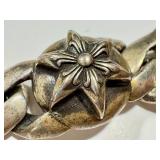 Vintage Sterling Silver Floral Link Bracelet .925