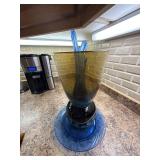 Large Unmarked Studio Art Glass Centerpiece Vase Blue Amber 15in